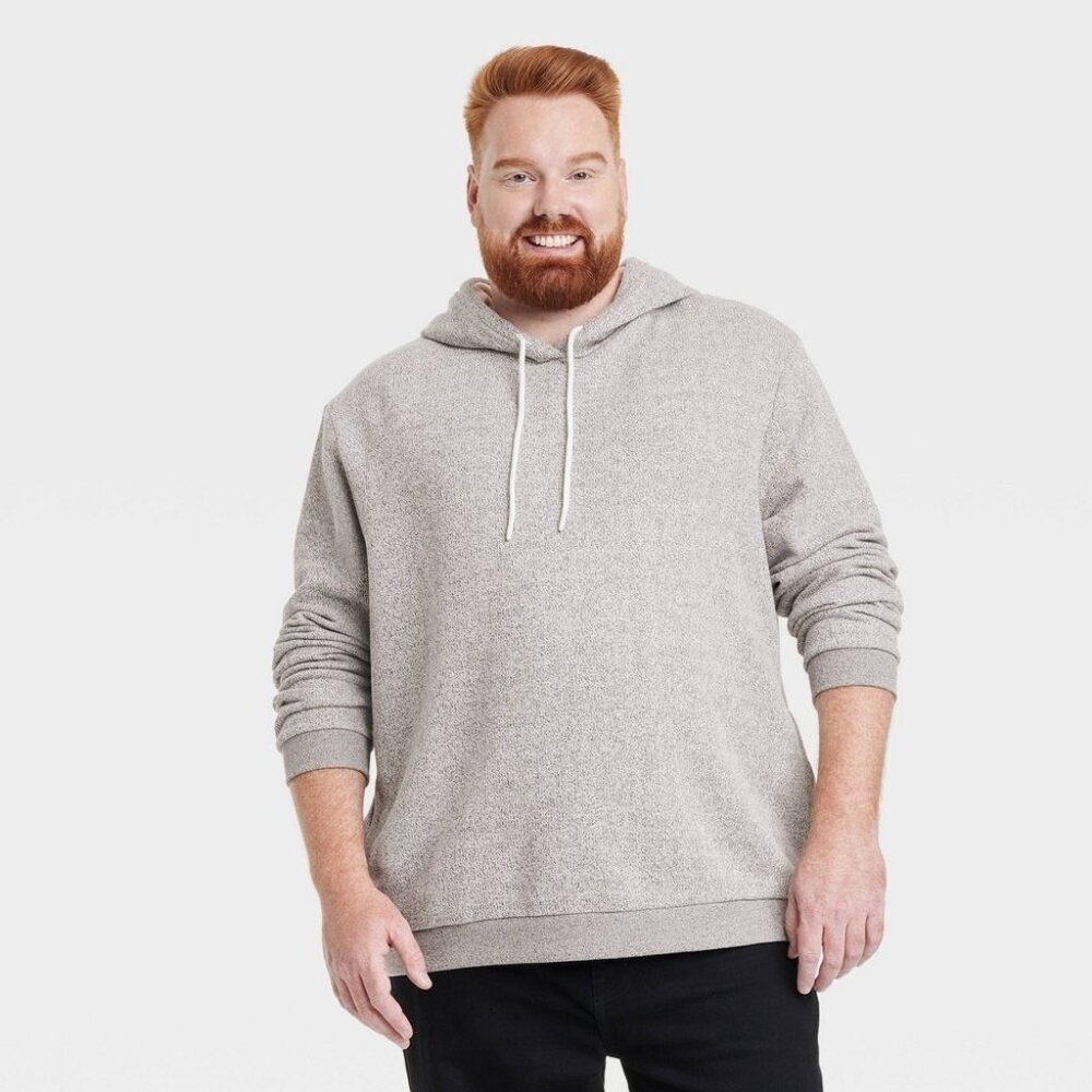 Goodfellow & Co Mens Big & Tall 4XL Textured Fleece Hooded‎ Sweatshirt in Ivory